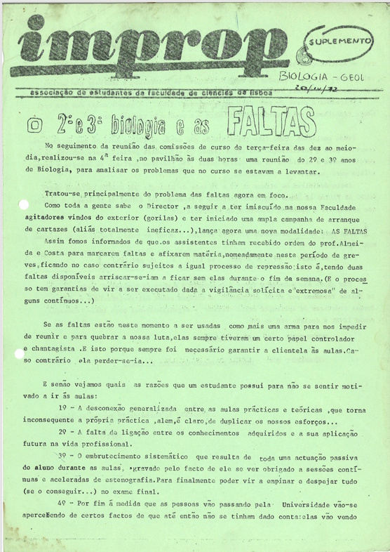 Publicação - Improp 9 - Biologia - abr 1972