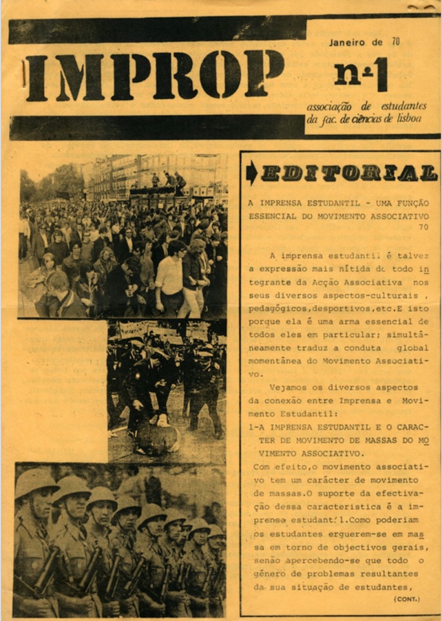 Primeira publicação da associação de estudantes da Faculdade de Ciência de Lisboa - Improp nº 1 - Janeiro de 1970